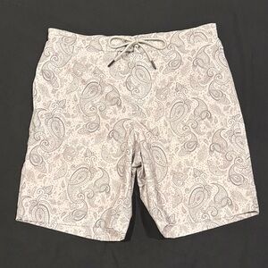 Men's Light Gray Paisley Swim Trunks